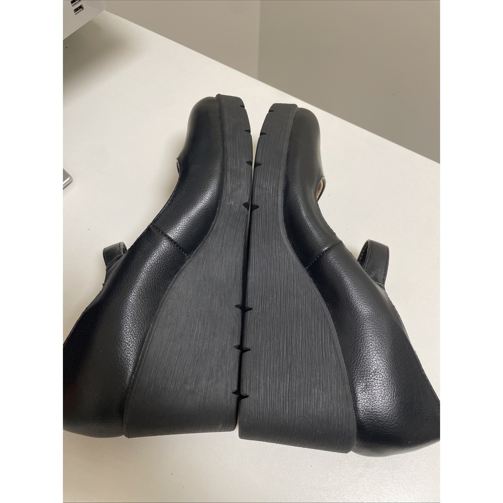 Naturalizer Soul Black Leather Platform Mary Jane Wedge Heels Size 8 - Picture 7 of 10